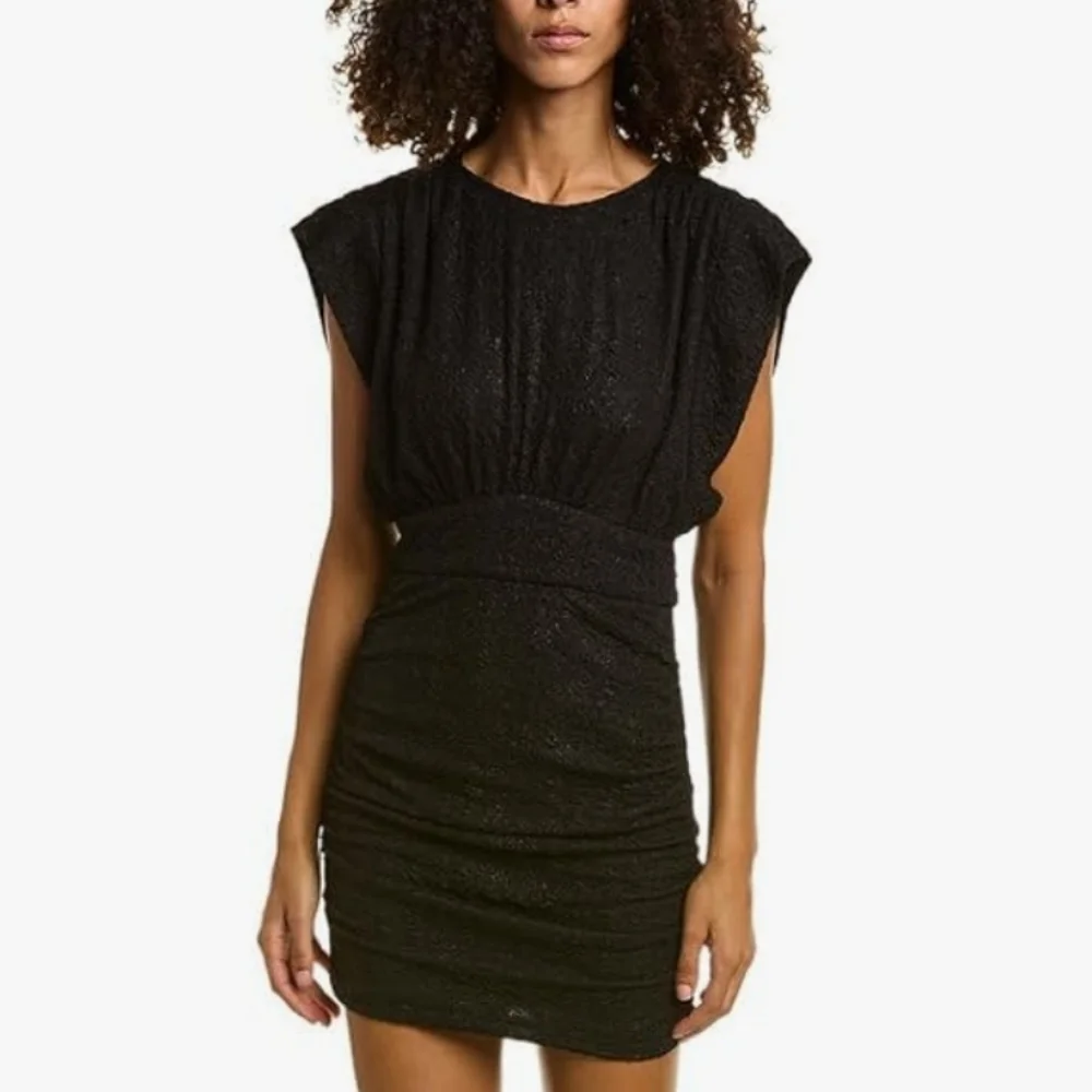 🆕️ IRO Cory Ruched Cloqué Mini Dress in Black - Picture 15 of 16